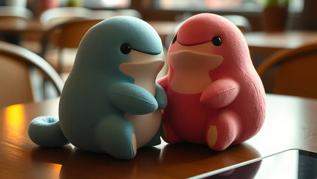 Juguetes de goma en una mesa de café.