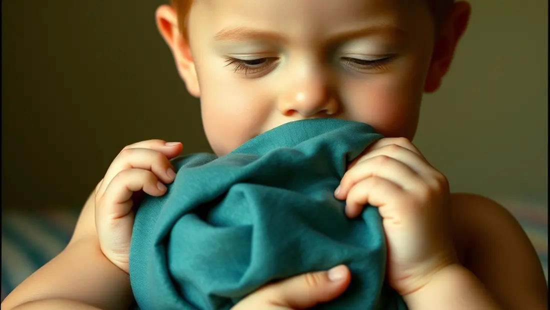 Niño abrazando un juguete de goma.