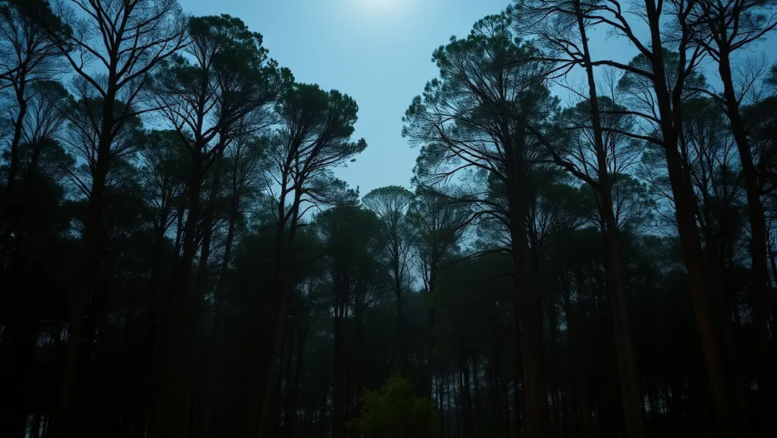 Bosque oscuro con luna llena