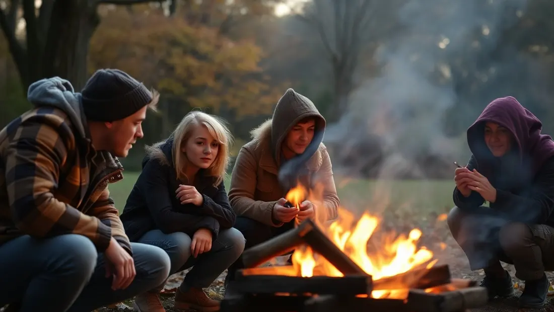 Feu de camp en automne