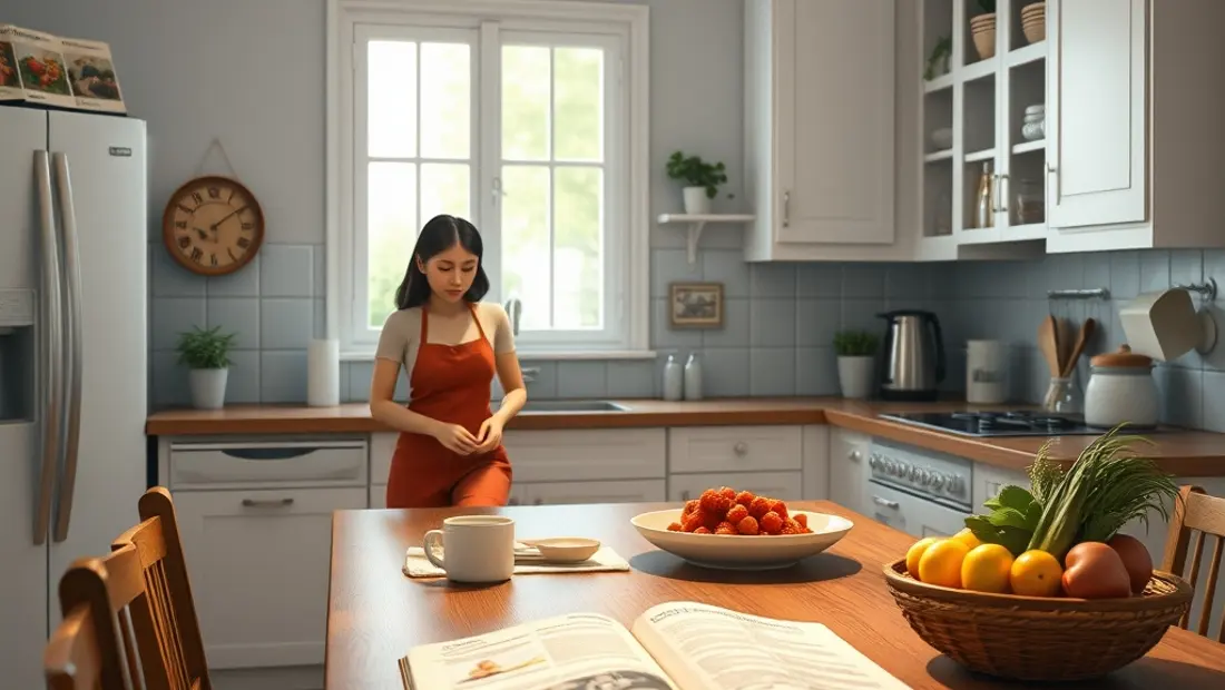 Una Sims en una cocina equipada