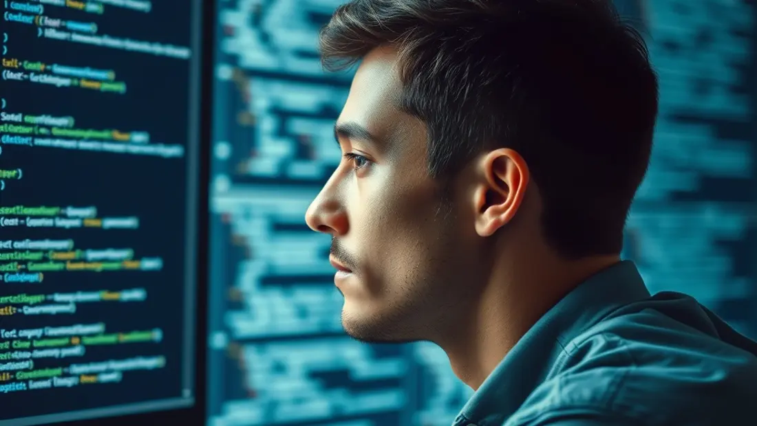 Un programador analiza código en un entorno de desarrollo.