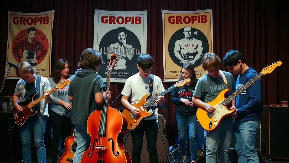 Un grupo de adolescentes se preparan para un concierto.