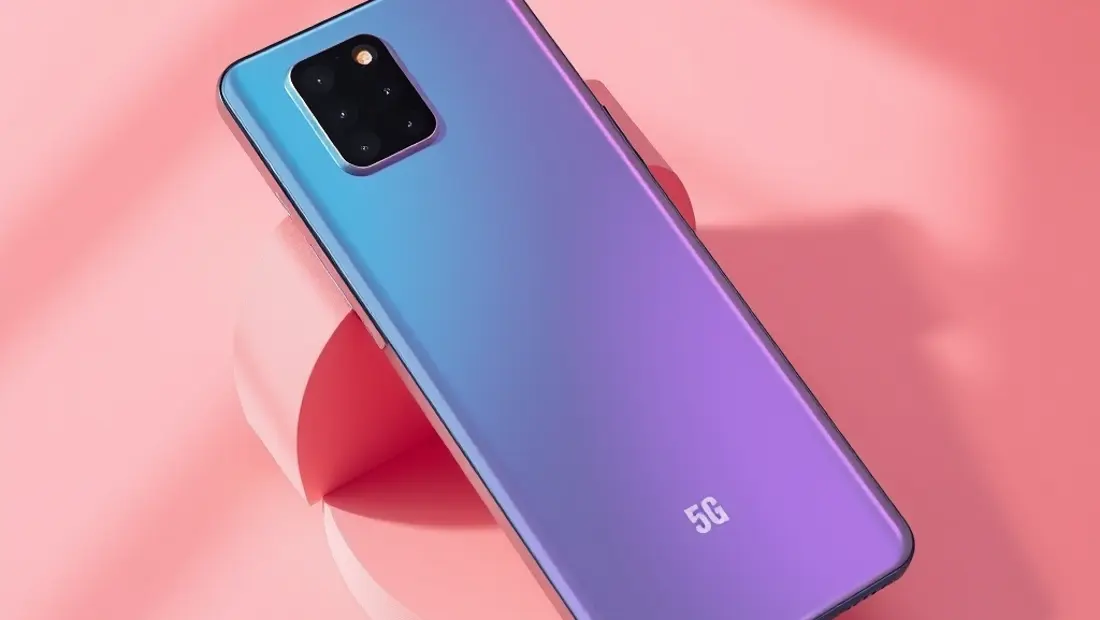 Un smartphone de alta gama sobre un fondo pastel