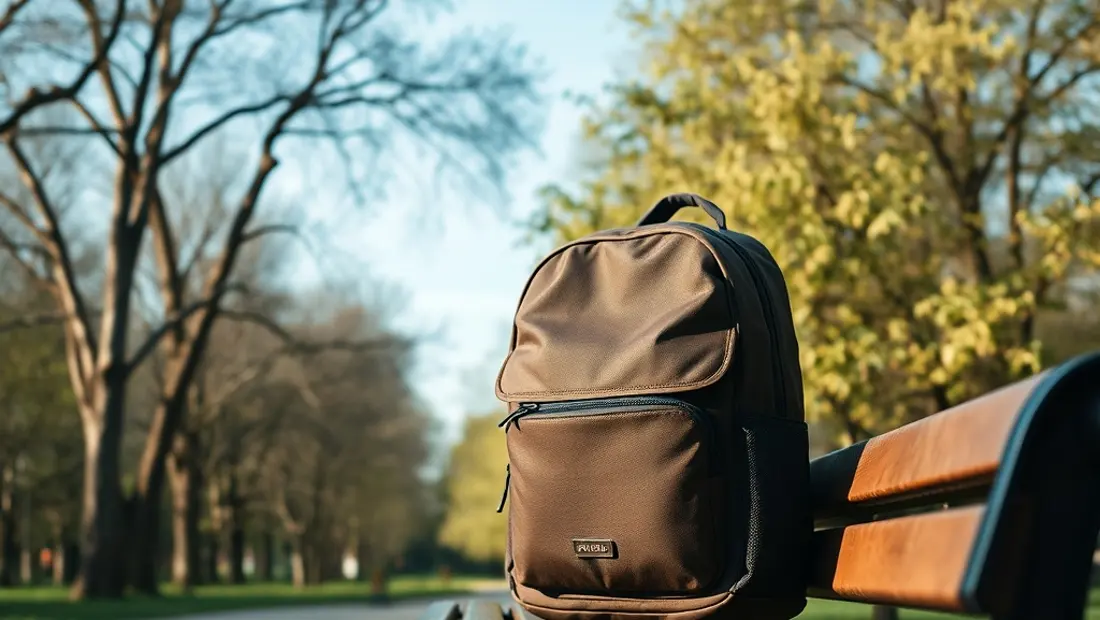 Un sac à dos posé dans un parc.