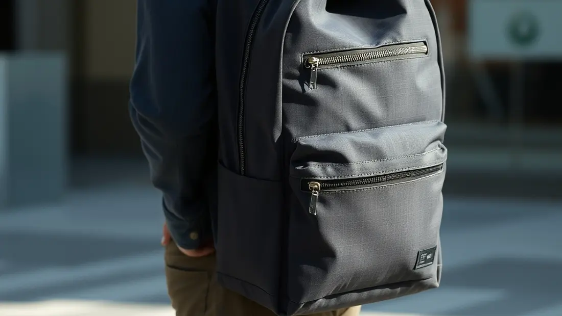 Fermetures à glissière d'un sac à dos.